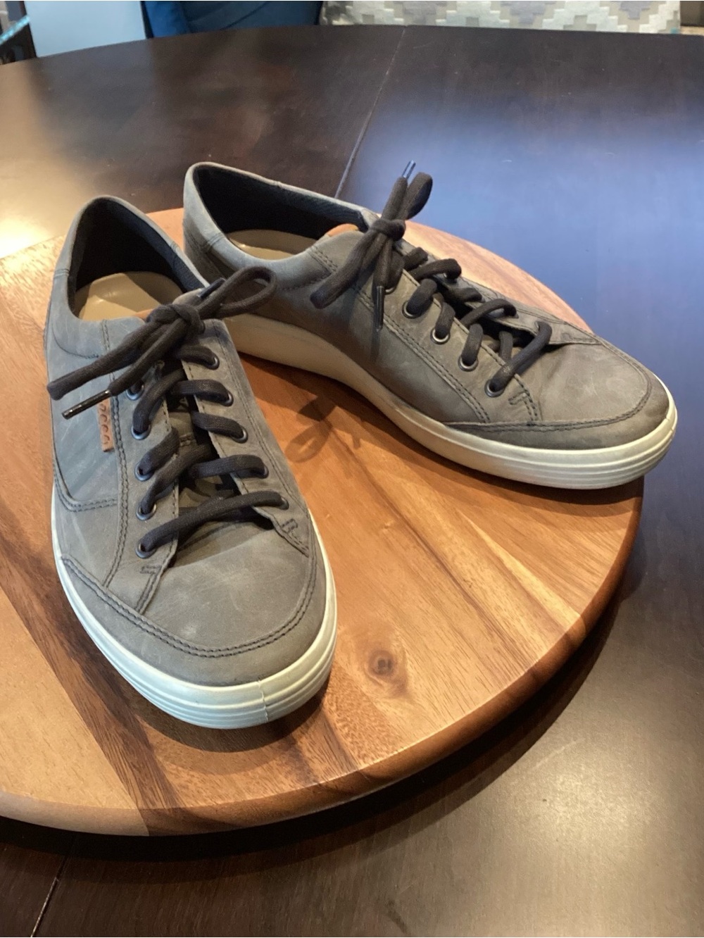 Ecco Casual Gray Sueded Leather Lace-Up Sneakers athlesure Sz 43 9-9.5)